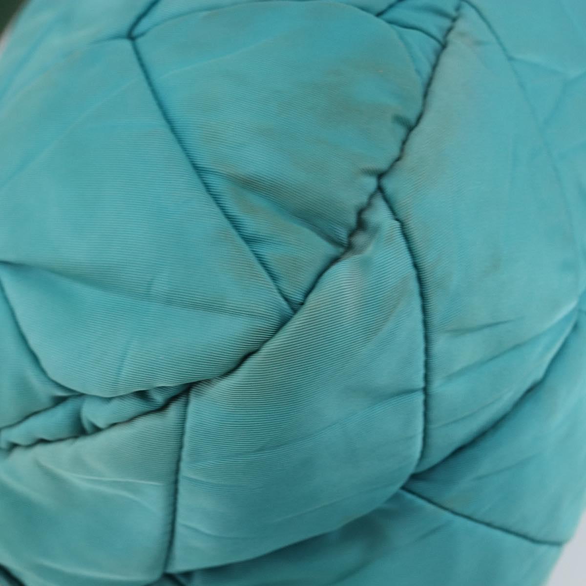 PRADA Shoulder Bag Nylon Turquoise Blue Gold Auth 148398