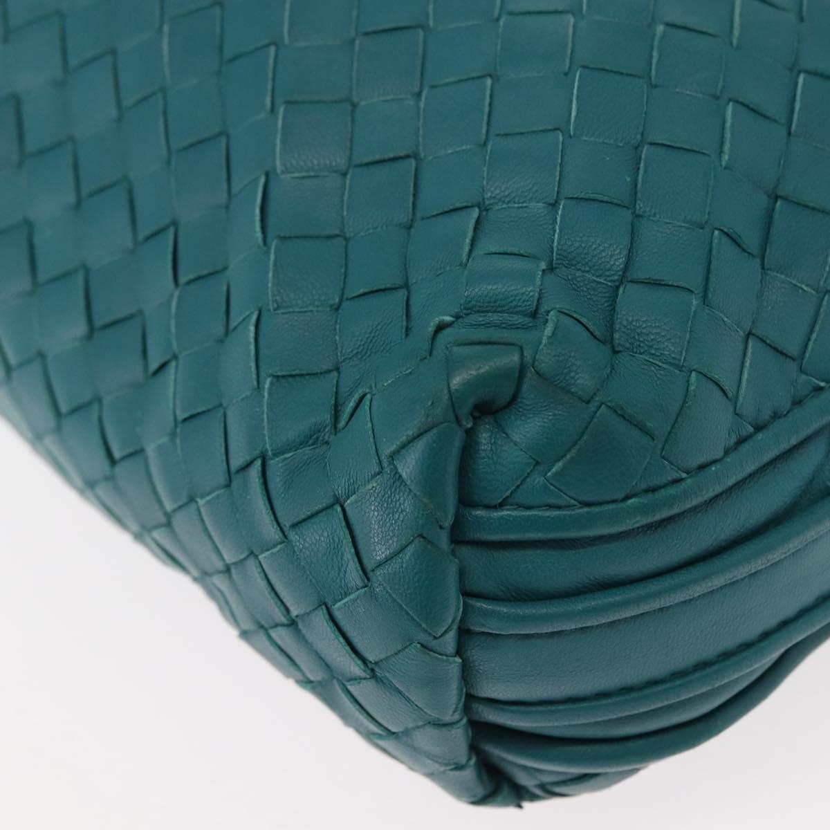 BOTTEGA VENETA INTRECCIATO Shoulder Bag Leather Turquoise Blue Auth 148399