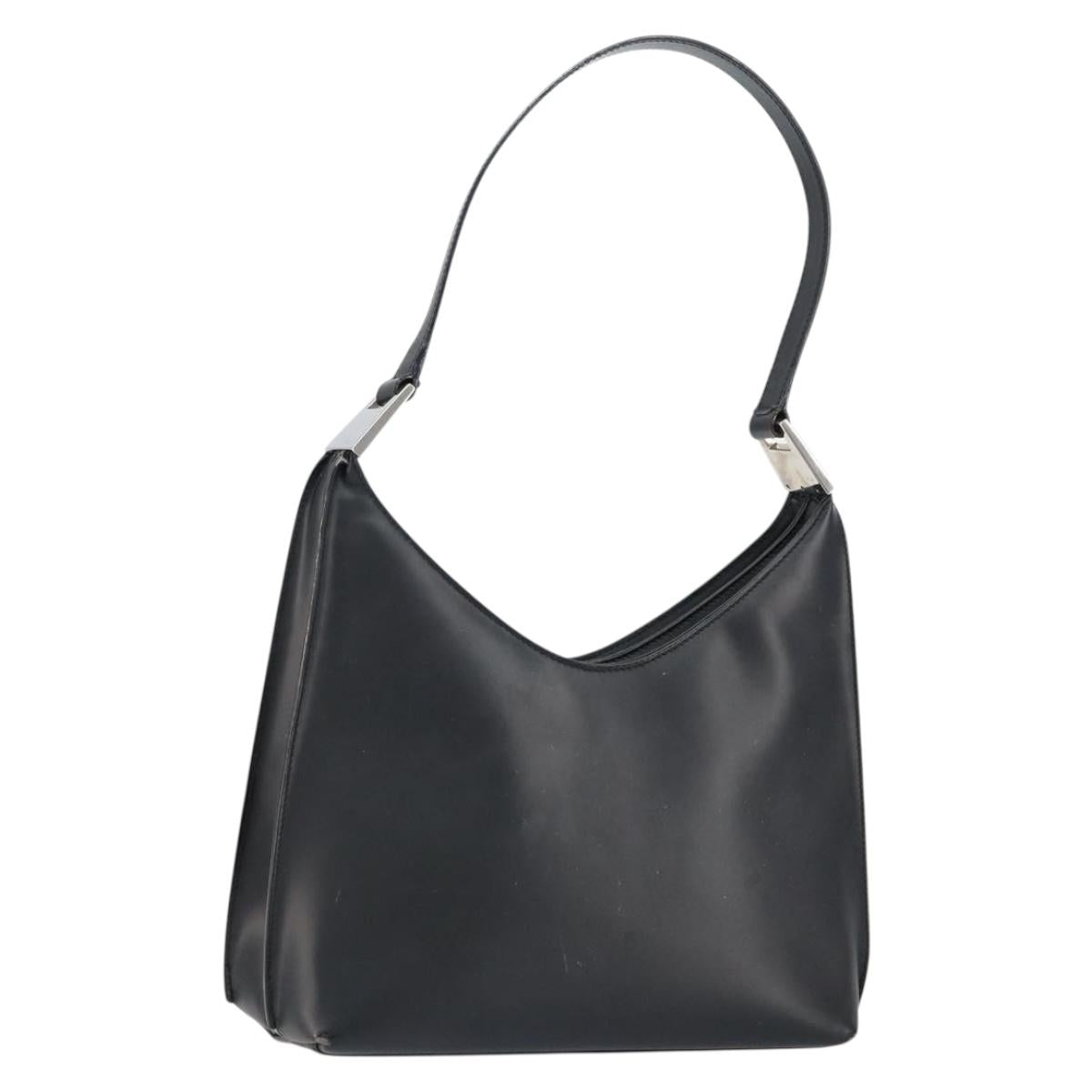 GUCCI Shoulder Bag Leather Black Silver 001 3015 3754 Auth 148401