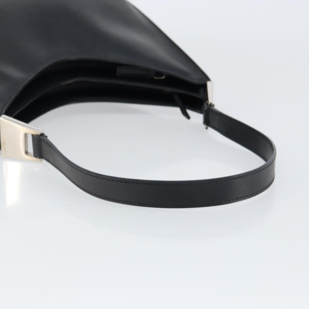 GUCCI Shoulder Bag Leather Black Silver 001 3015 3754 Auth 148401