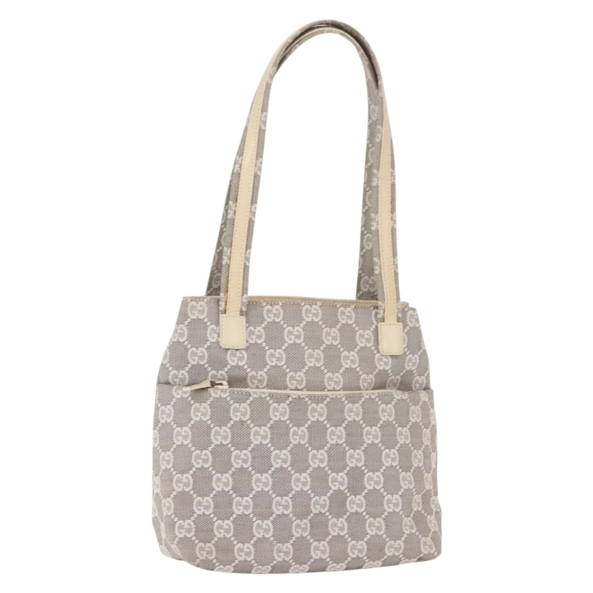 GUCCI GG Canvas Tote Bag Gray 002 1075 Auth 148402