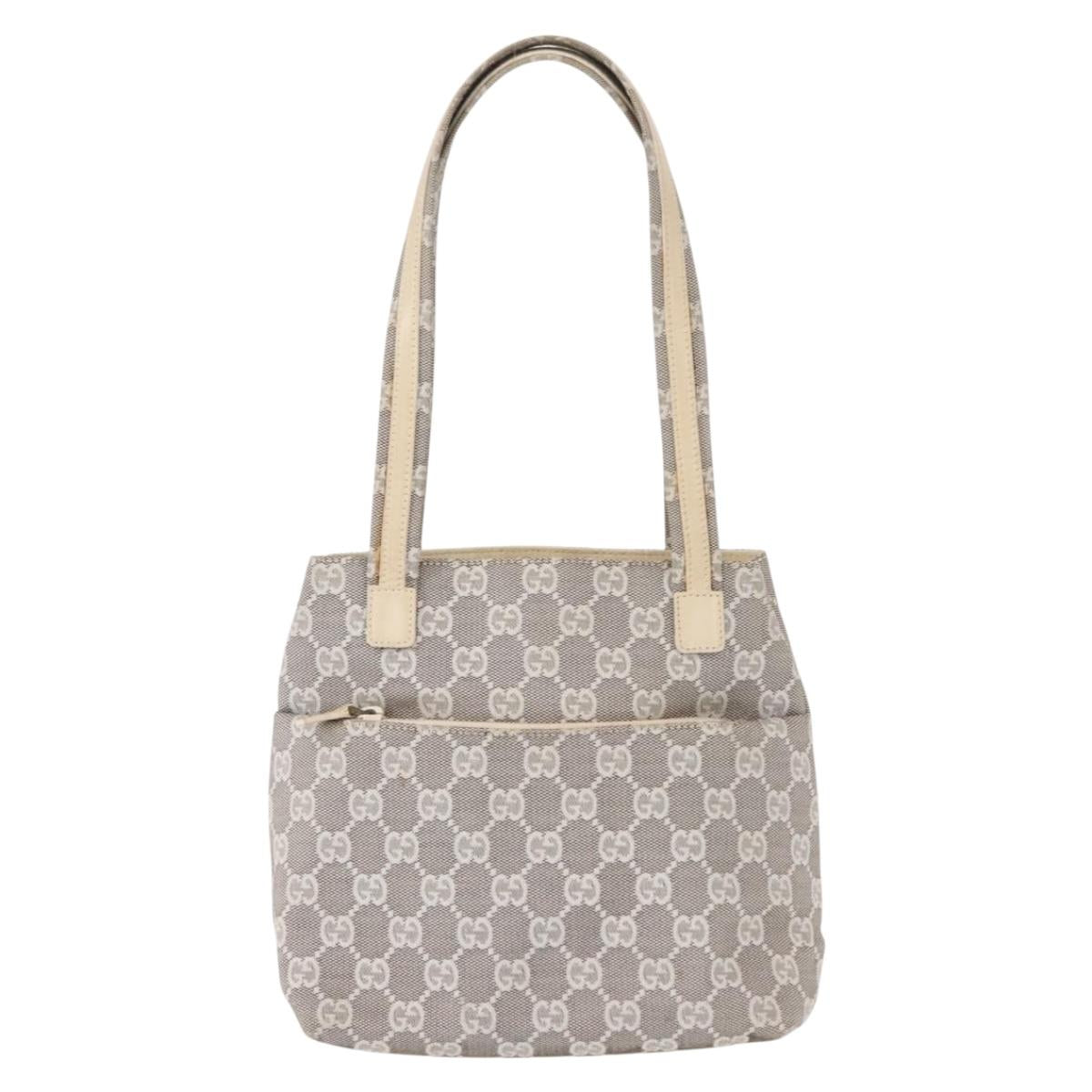 GUCCI GG Canvas Tote Bag Gray 002 1075 Auth 148402