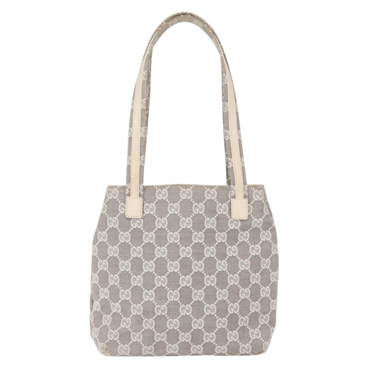 GUCCI GG Canvas Tote Bag Gray 002 1075 Auth 148402