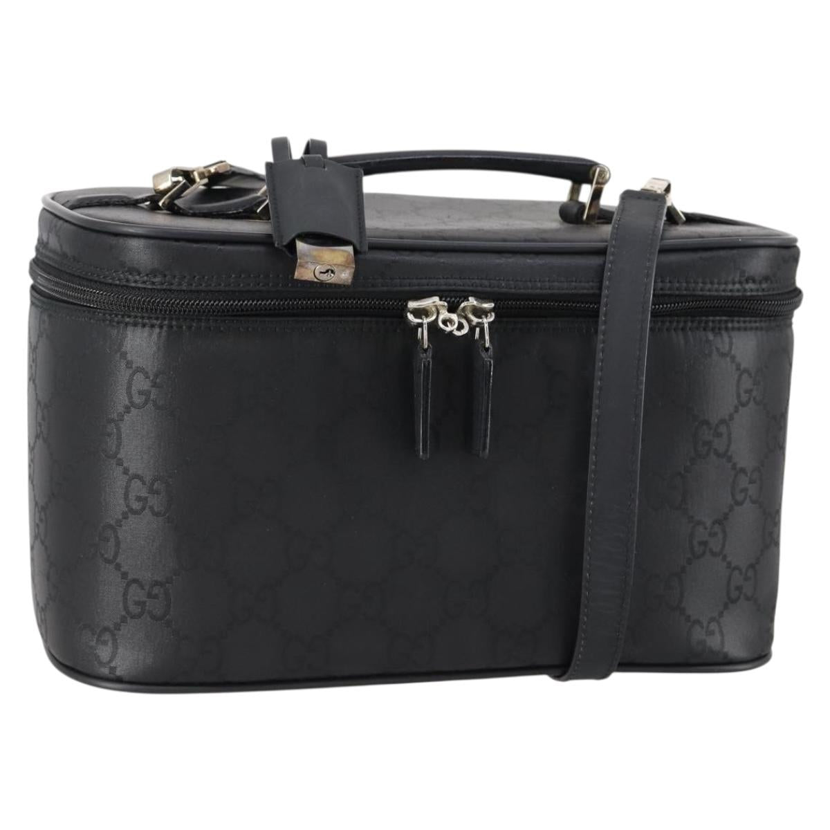 GUCCI GG Canvas Vanity Shoulder Bag 2way Black Gold 013 0081 Auth 148409