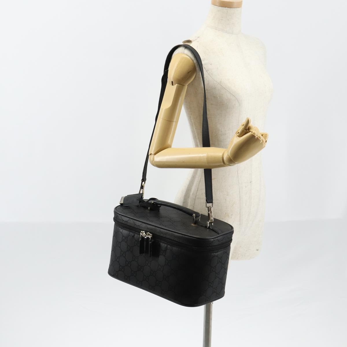 GUCCI GG Canvas Vanity Shoulder Bag 2way Black Gold 013 0081 Auth 148409