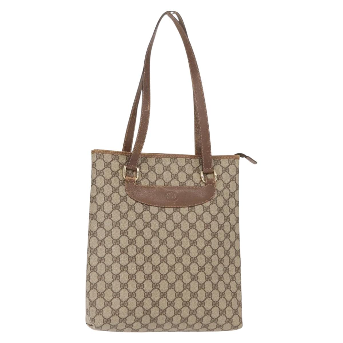 GUCCI GG Supreme Tote Bag PVC Beige Gold 002 39 6130 9411 Auth 148410