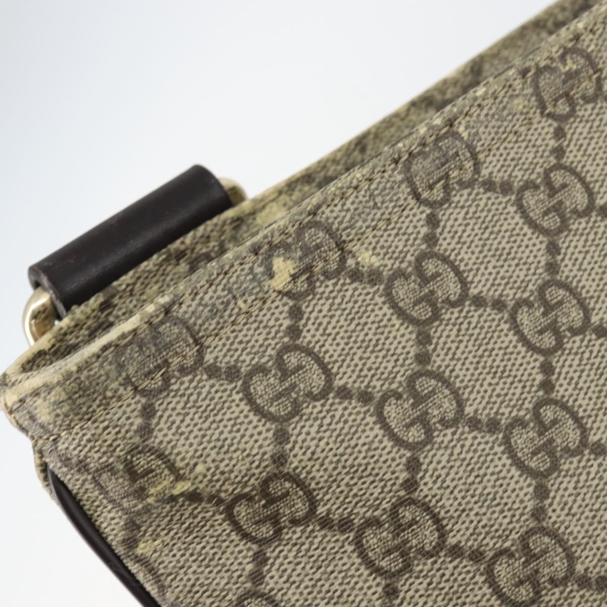 GUCCI GG Supreme Shoulder Bag PVC Beige Gold 201446 Auth 148419