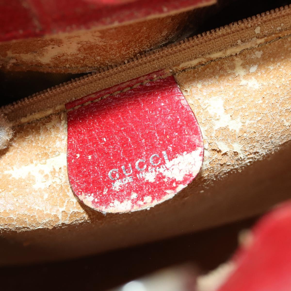 GUCCI Hand Bag Leather Red Auth 148420