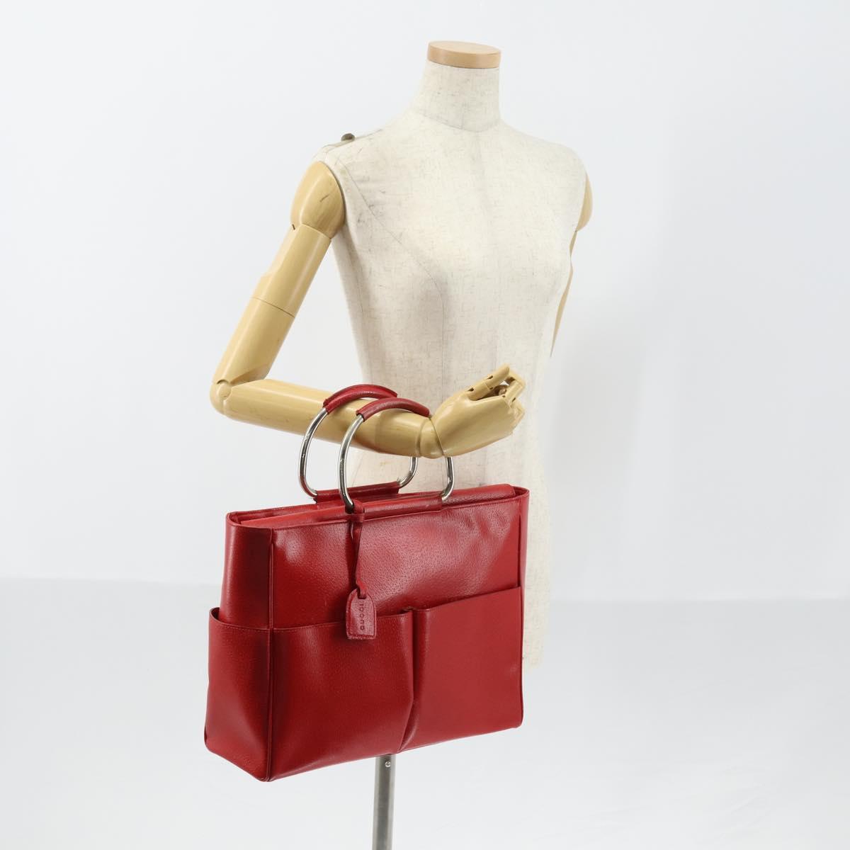GUCCI Hand Bag Leather Red Auth 148420
