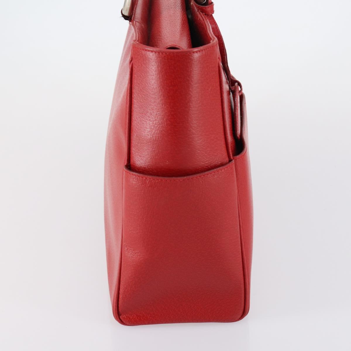 GUCCI Hand Bag Leather Red Auth 148420