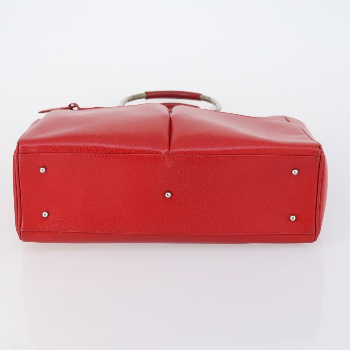 GUCCI Hand Bag Leather Red Auth 148420