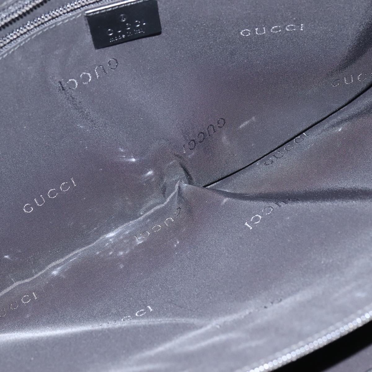 GUCCI Hand Bag Nylon Black Silver Auth 148421