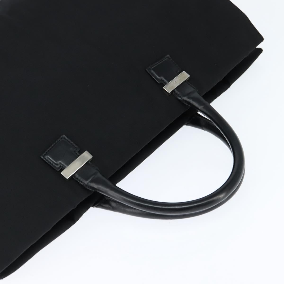 GUCCI Hand Bag Nylon Black Silver Auth 148421