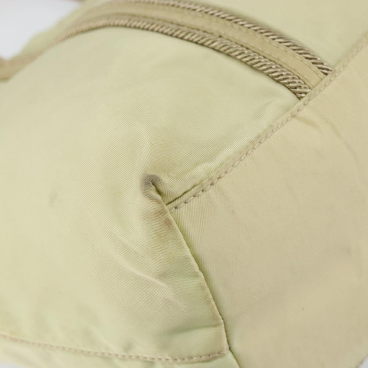 PRADA Hand Bag Nylon Ivory Silver Auth 148423