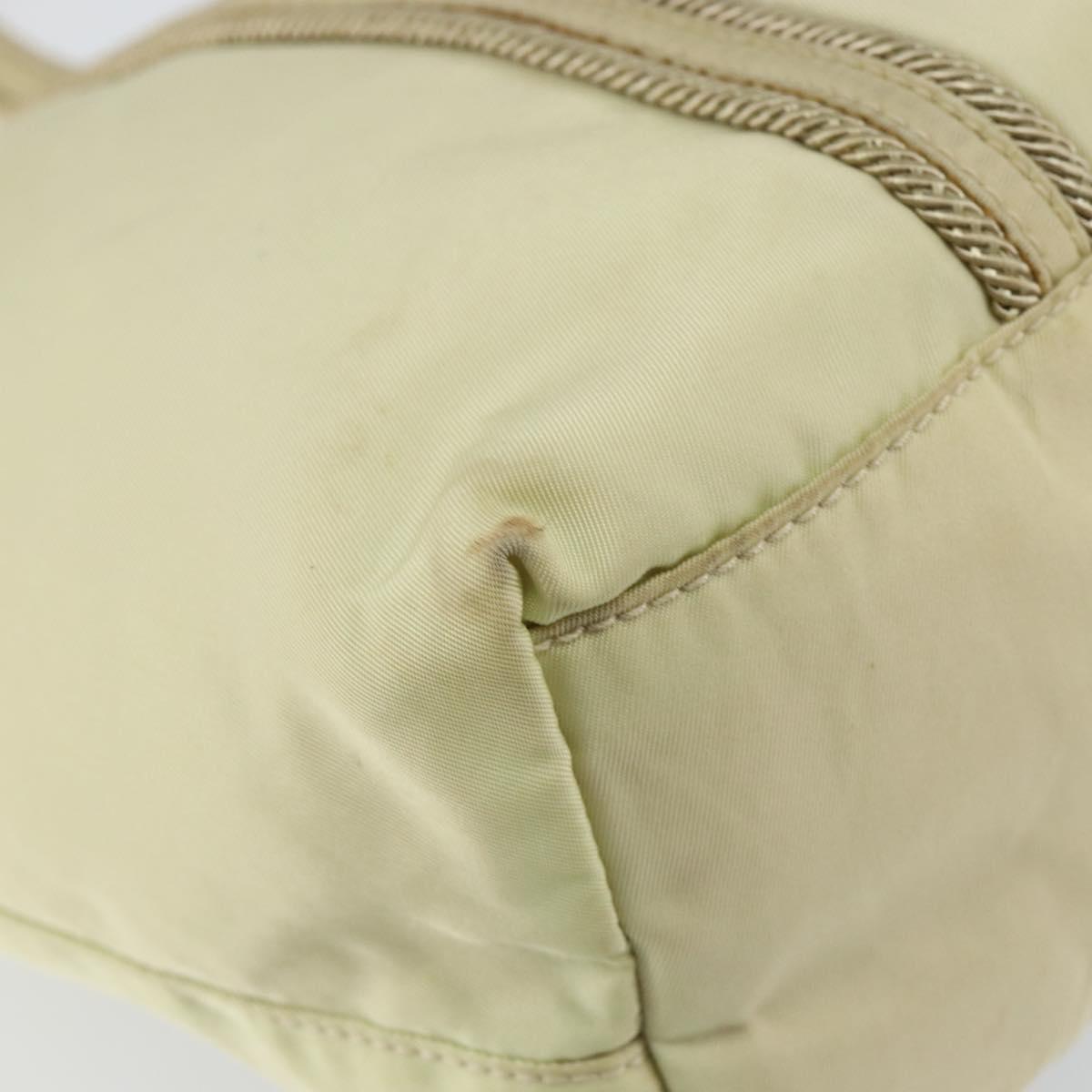 PRADA Hand Bag Nylon Ivory Silver Auth 148423