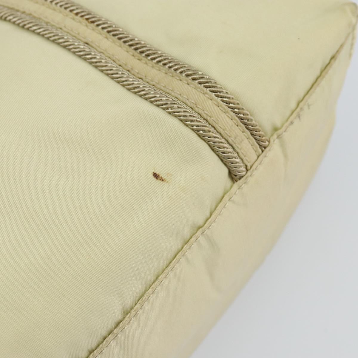 PRADA Hand Bag Nylon Ivory Silver Auth 148423