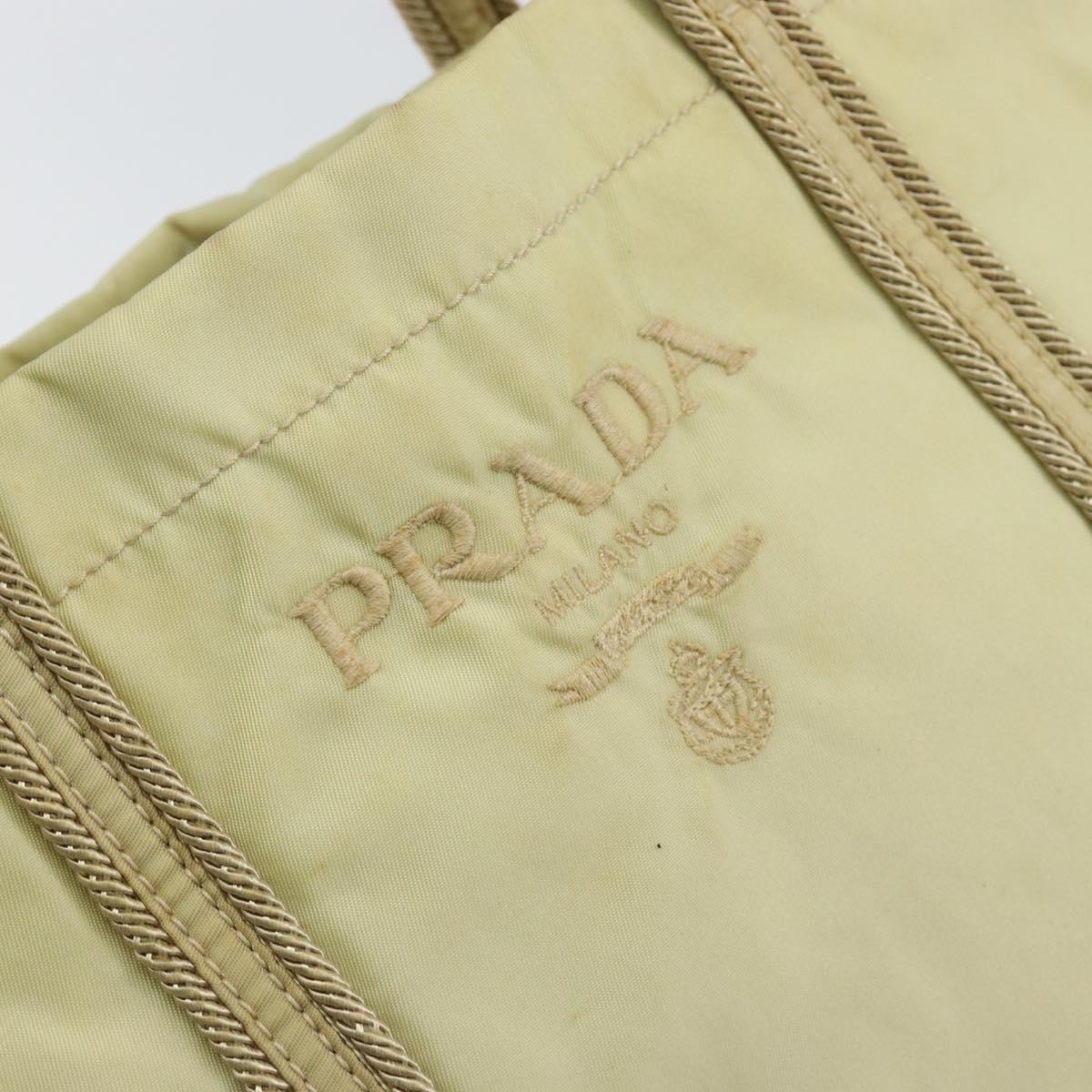 PRADA Hand Bag Nylon Ivory Silver Auth 148423