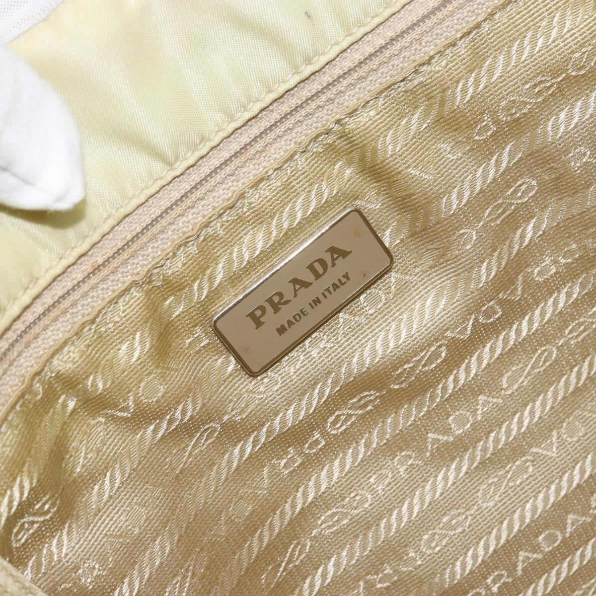 PRADA Hand Bag Nylon Ivory Silver Auth 148423