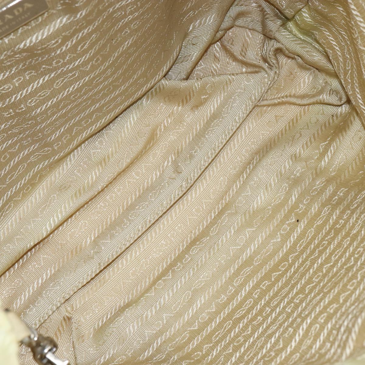 PRADA Hand Bag Nylon Ivory Silver Auth 148423