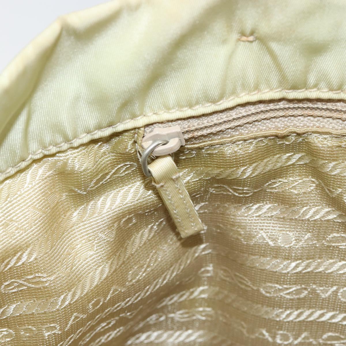 PRADA Hand Bag Nylon Ivory Silver Auth 148423