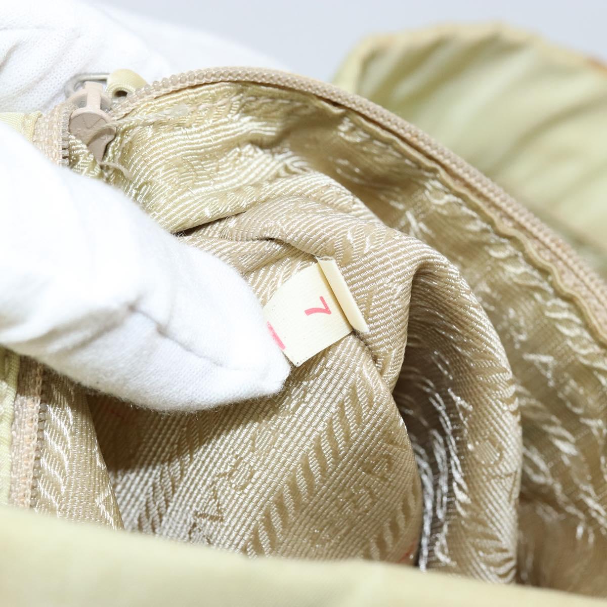 PRADA Hand Bag Nylon Ivory Silver Auth 148423