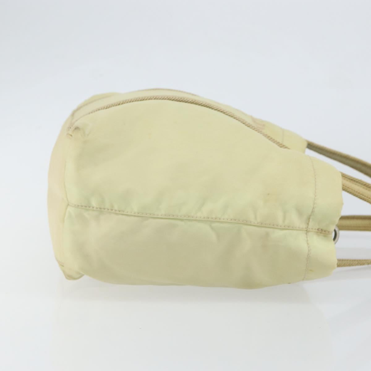 PRADA Hand Bag Nylon Ivory Silver Auth 148423