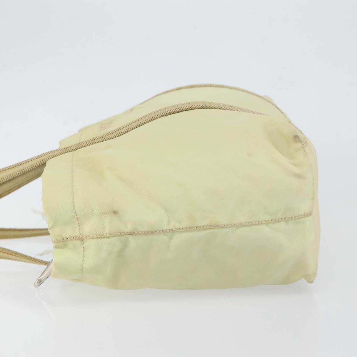 PRADA Hand Bag Nylon Ivory Silver Auth 148423