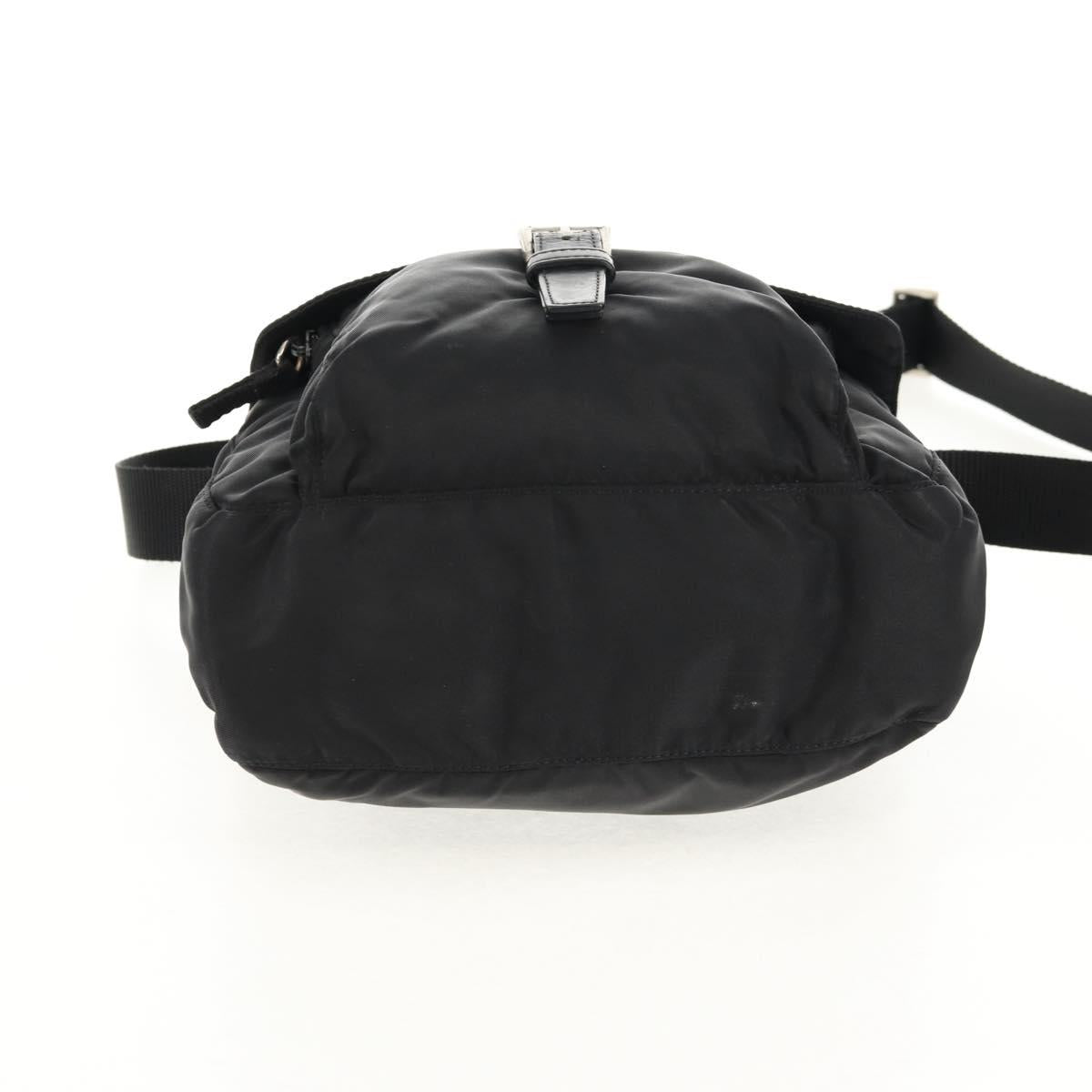 PRADA Shoulder Bag Nylon Black Silver Auth 148424