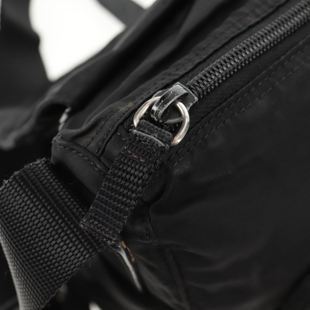 PRADA Shoulder Bag Nylon Black Silver Auth 148424