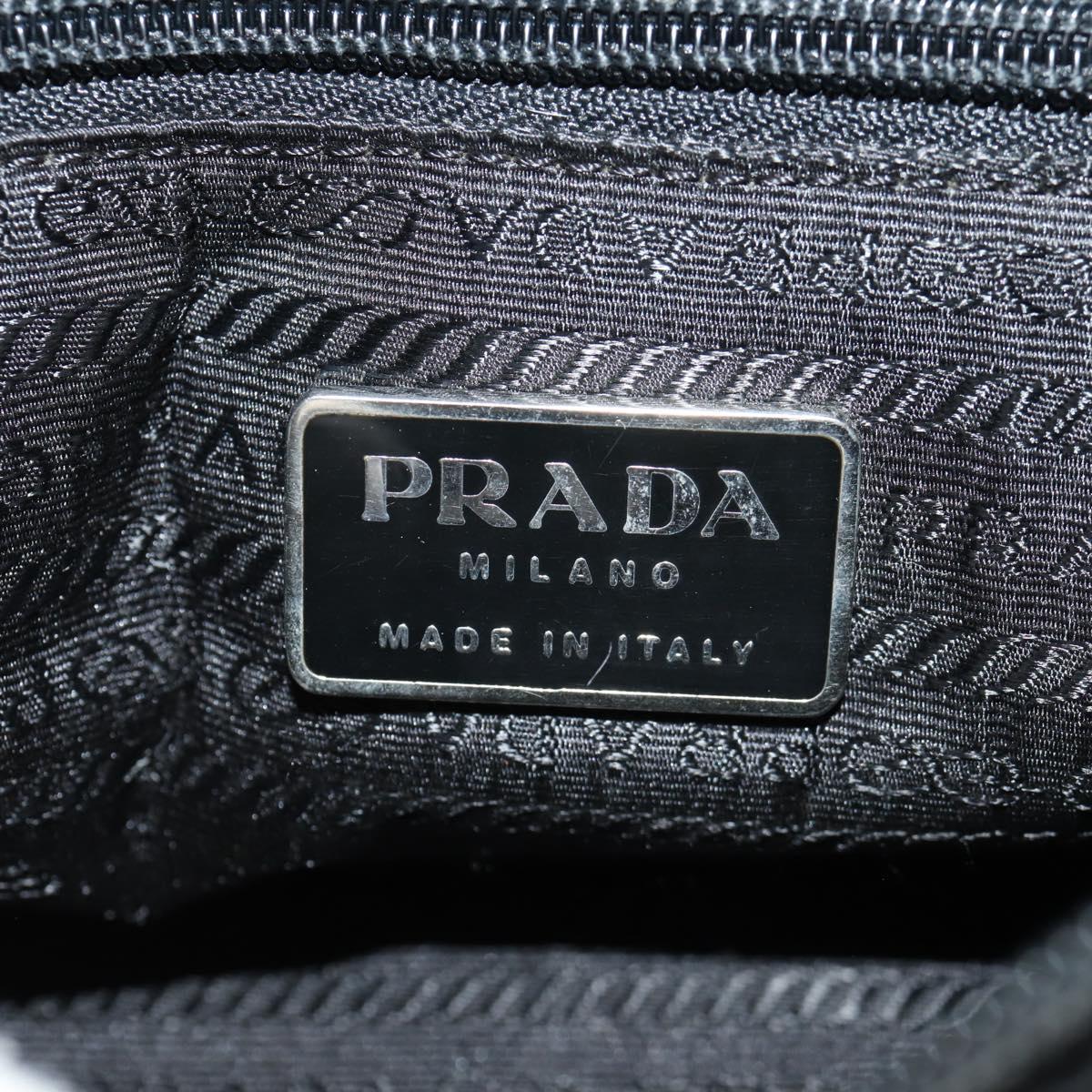 PRADA Shoulder Bag Nylon Black Silver Auth 148424