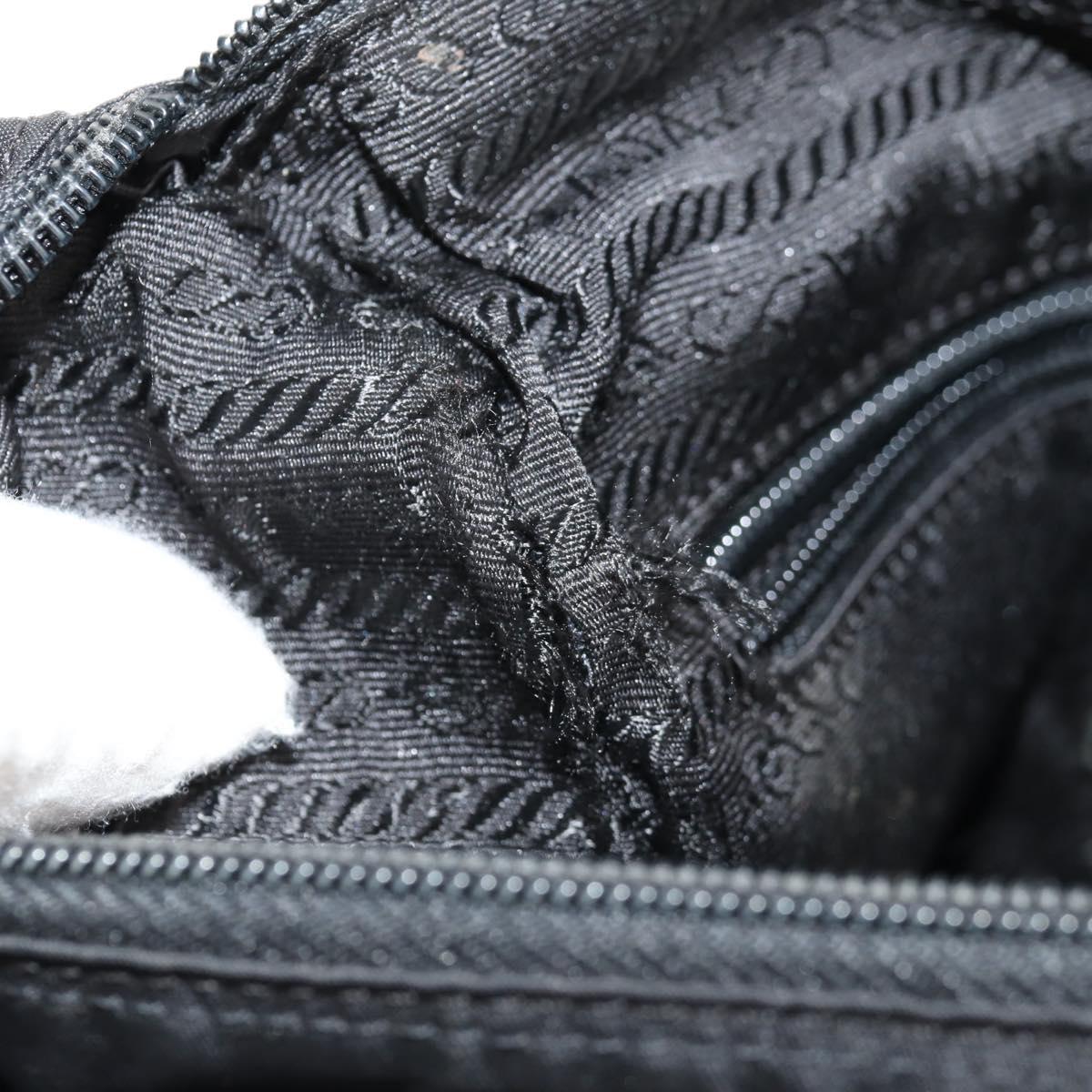 PRADA Shoulder Bag Nylon Black Silver Auth 148424