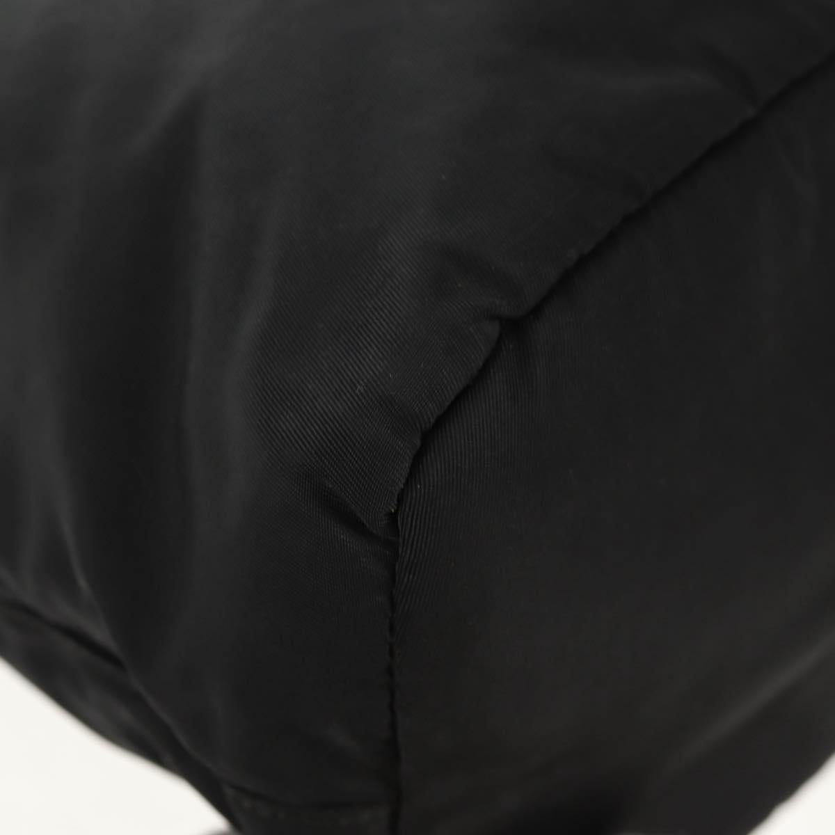 PRADA Hand Bag Nylon Black Silver Auth 148425