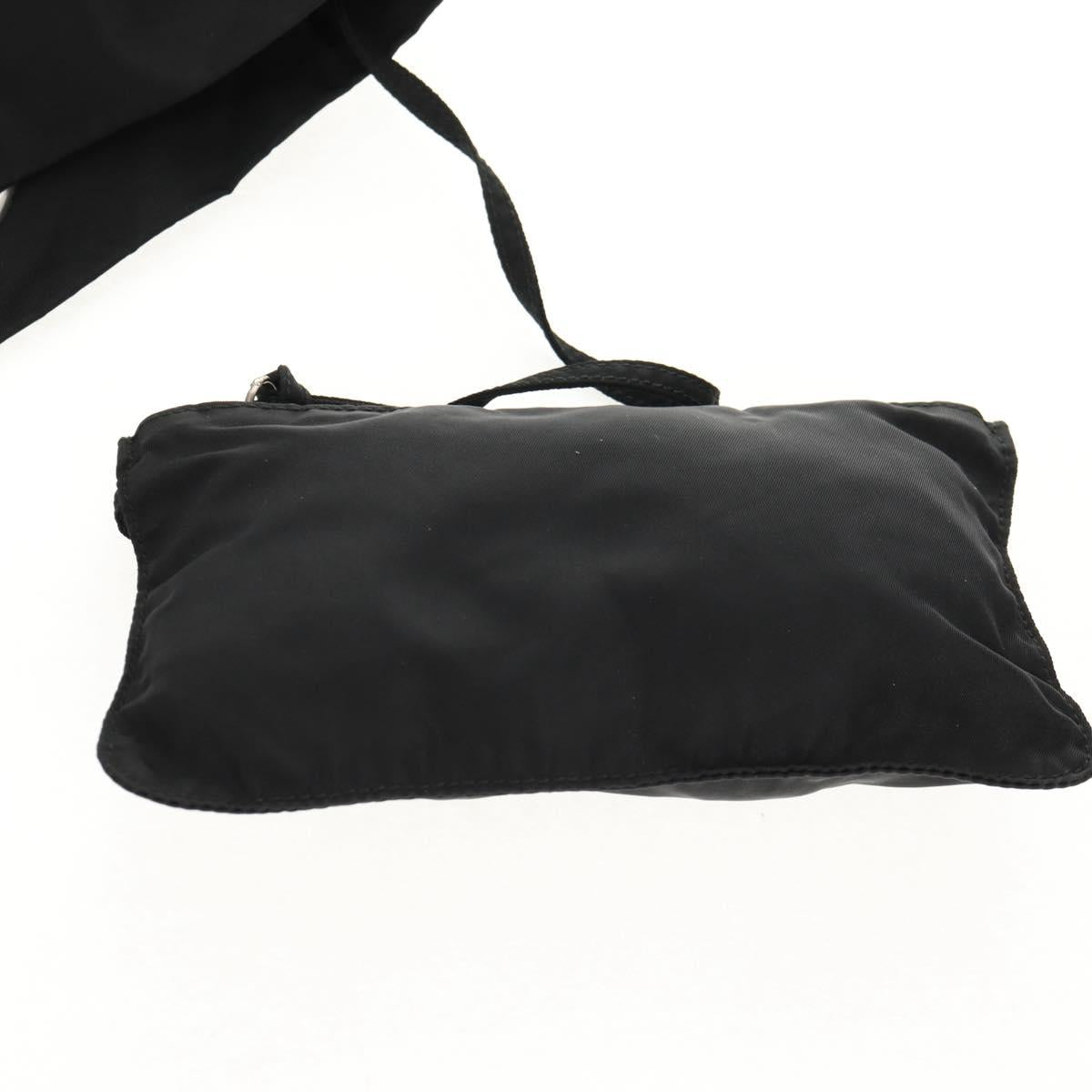 PRADA Hand Bag Nylon Black Silver Auth 148425