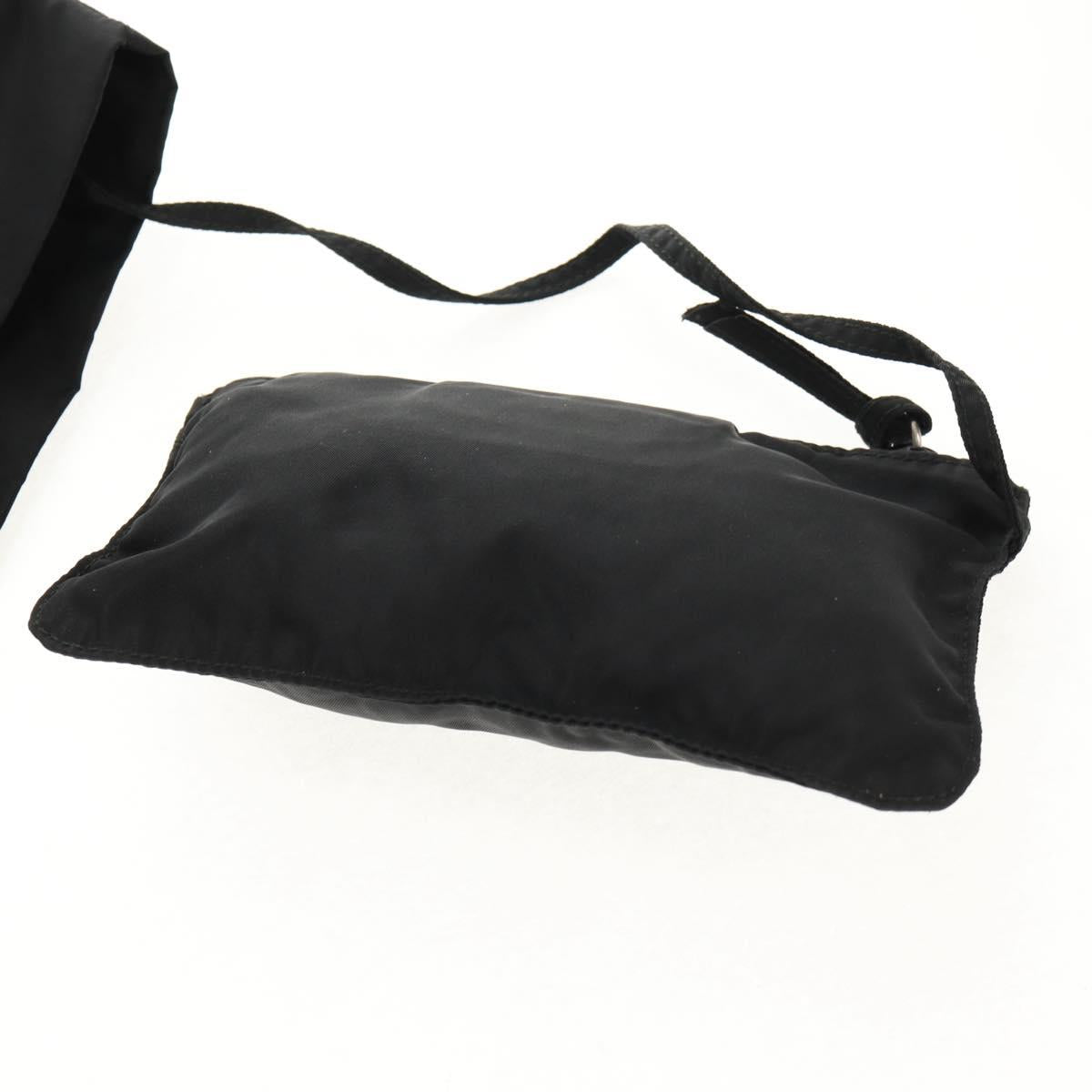 PRADA Hand Bag Nylon Black Silver Auth 148425