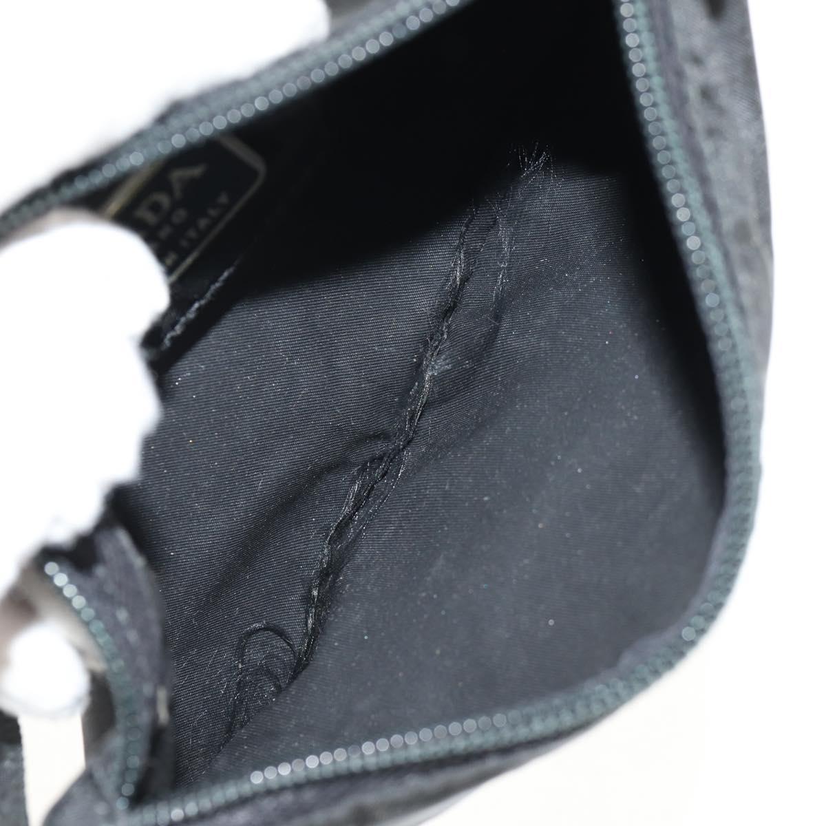 PRADA Hand Bag Nylon Black Silver Auth 148425