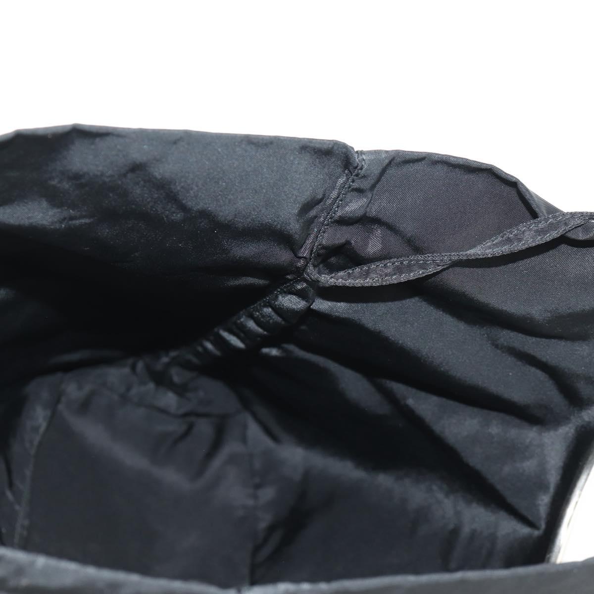 PRADA Hand Bag Nylon Black Silver Auth 148425