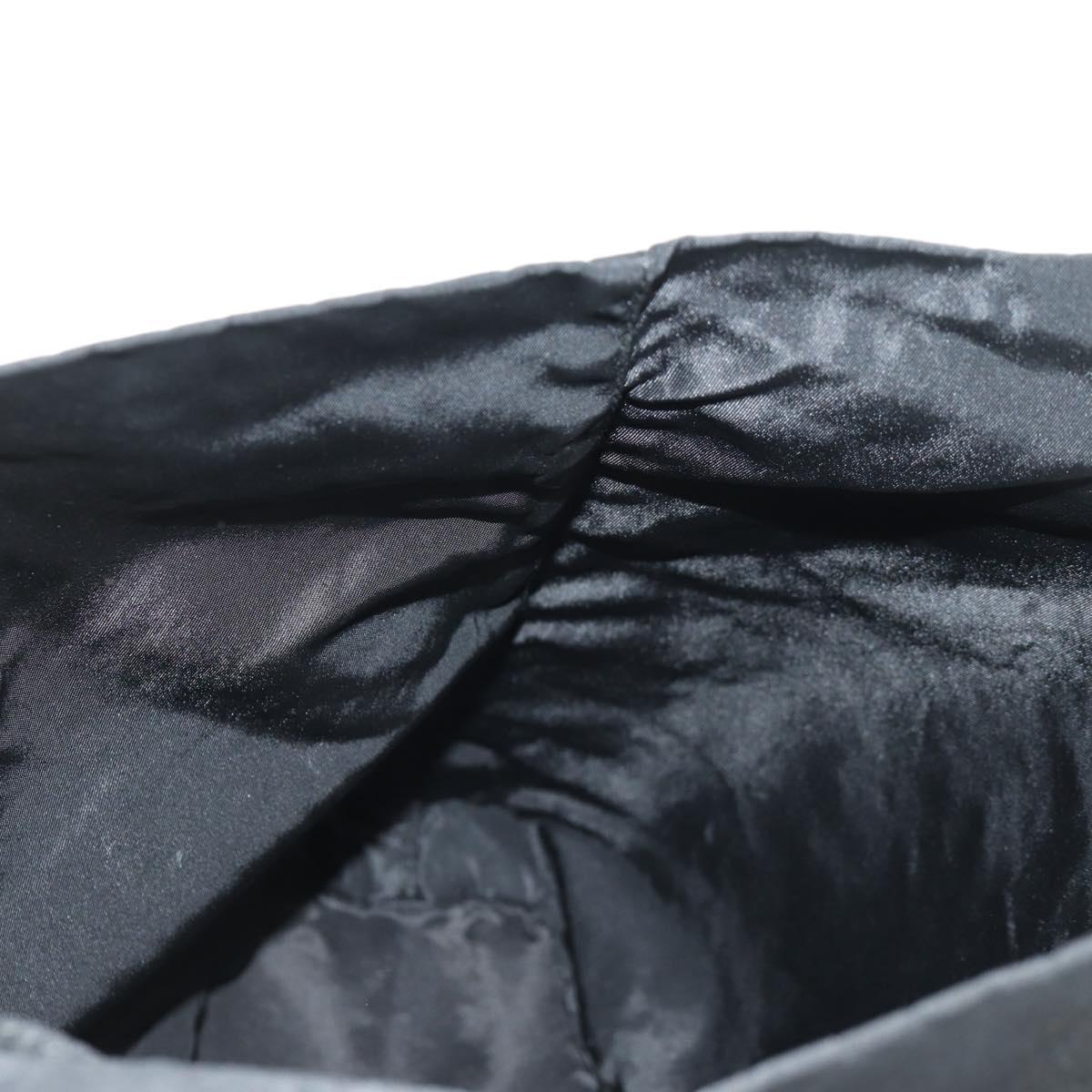 PRADA Hand Bag Nylon Black Silver Auth 148425