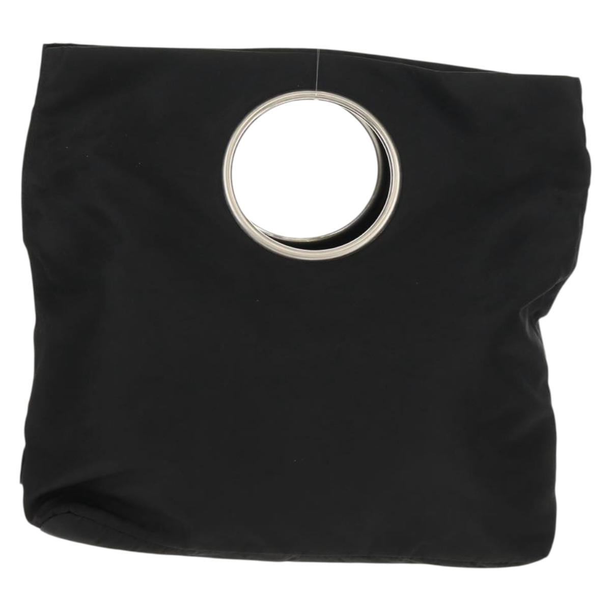 PRADA Hand Bag Nylon Black Silver Auth 148425