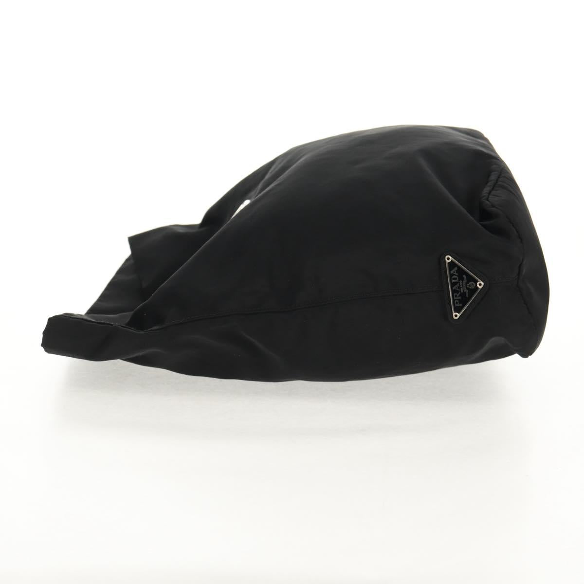 PRADA Hand Bag Nylon Black Silver Auth 148425