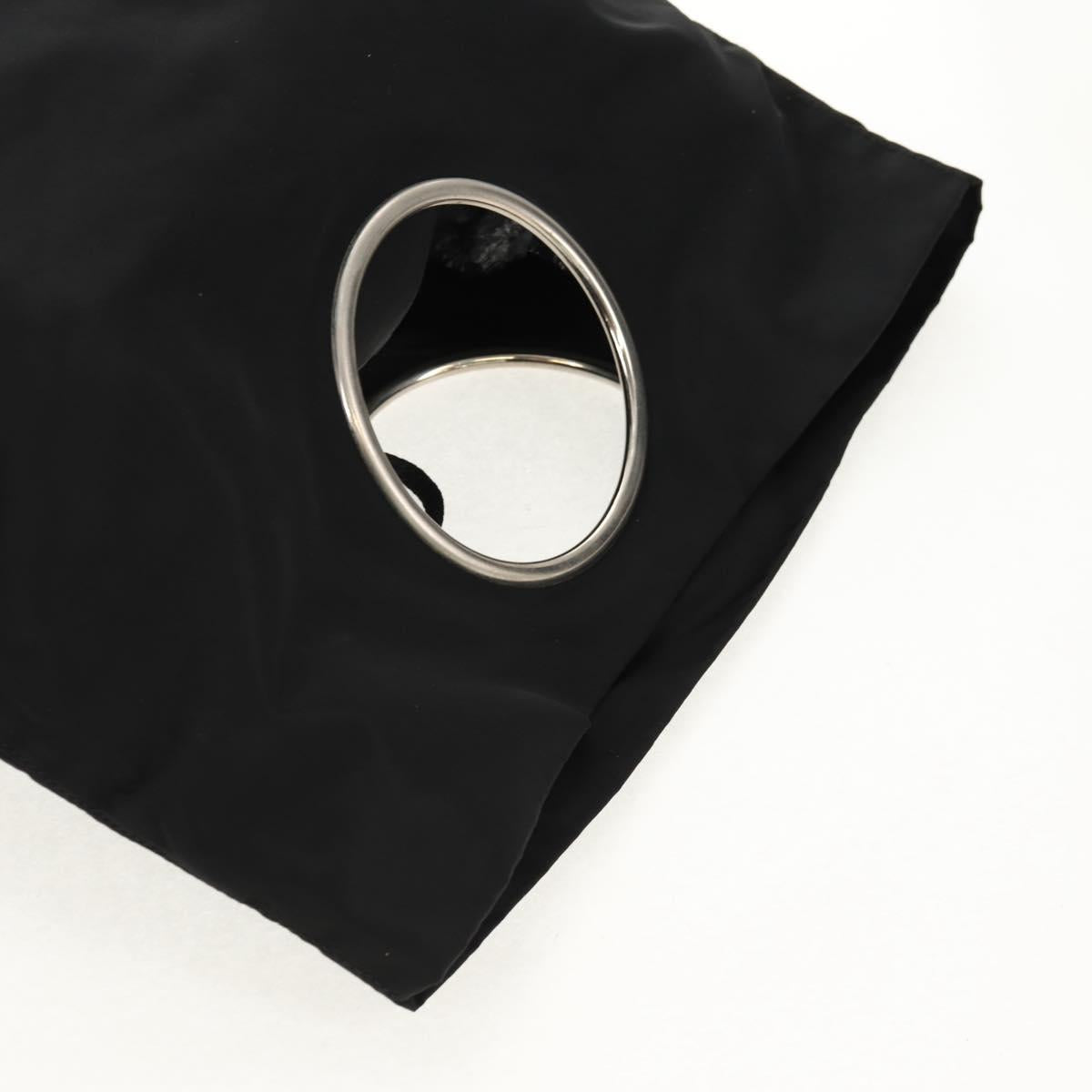 PRADA Hand Bag Nylon Black Silver Auth 148425