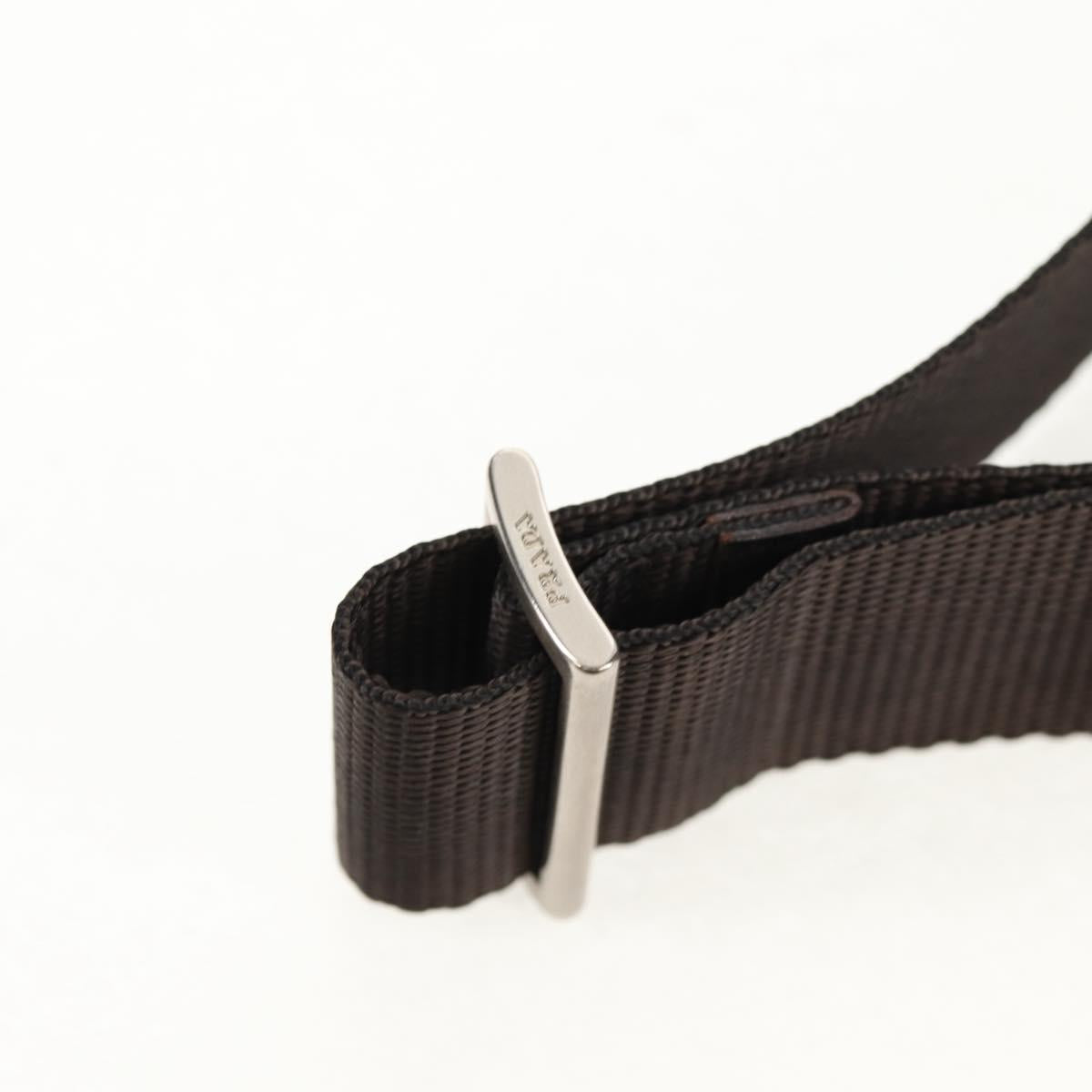 PRADA Shoulder Bag Nylon Khaki Silver Auth 148427