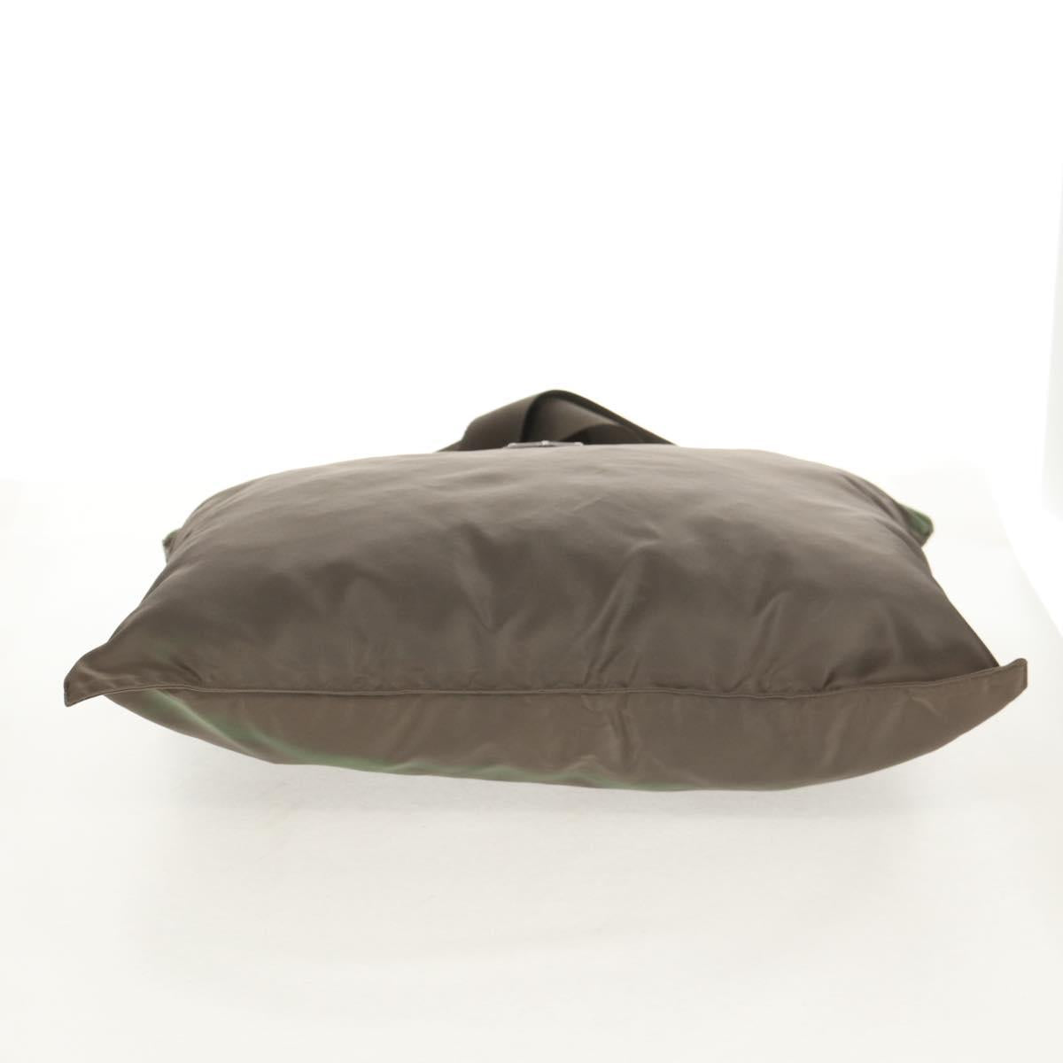 PRADA Tote Bag Nylon Khaki Silver Auth 148428