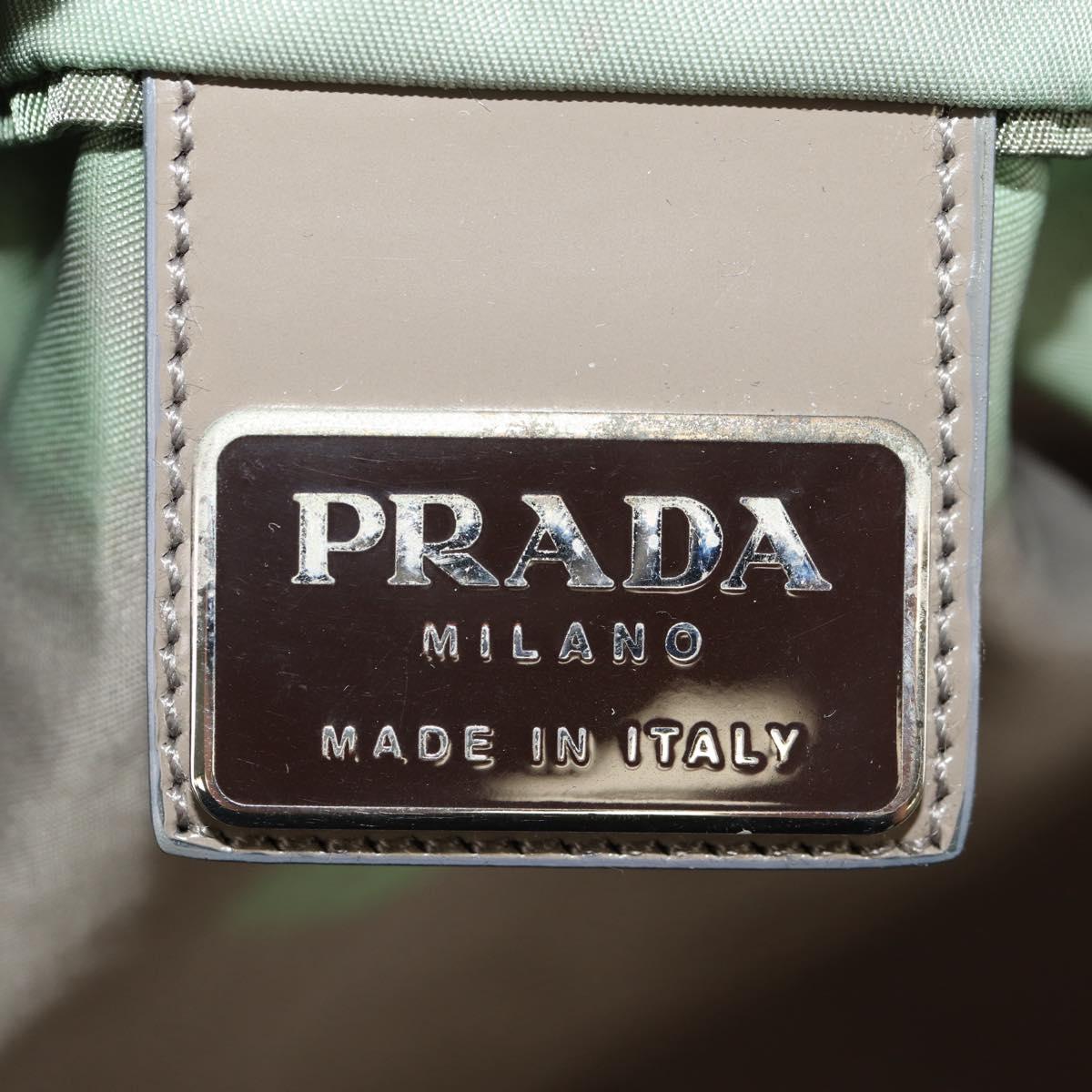 PRADA Tote Bag Nylon Khaki Silver Auth 148428