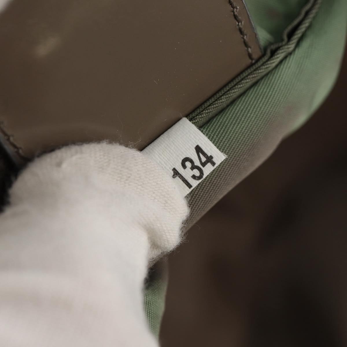 PRADA Tote Bag Nylon Khaki Silver Auth 148428