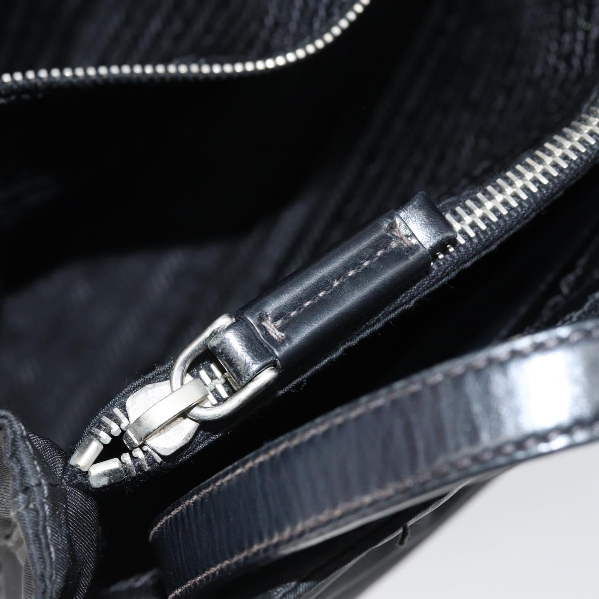 PRADA Tote Bag Nylon Black Silver Auth 148430