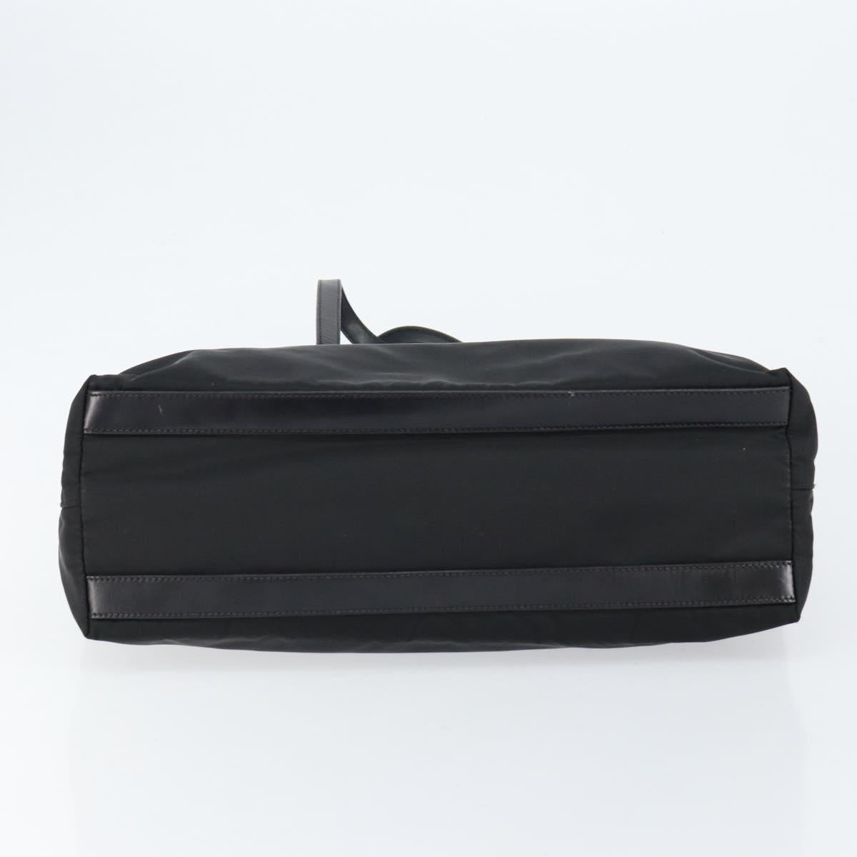 PRADA Tote Bag Nylon Black Silver Auth 148430