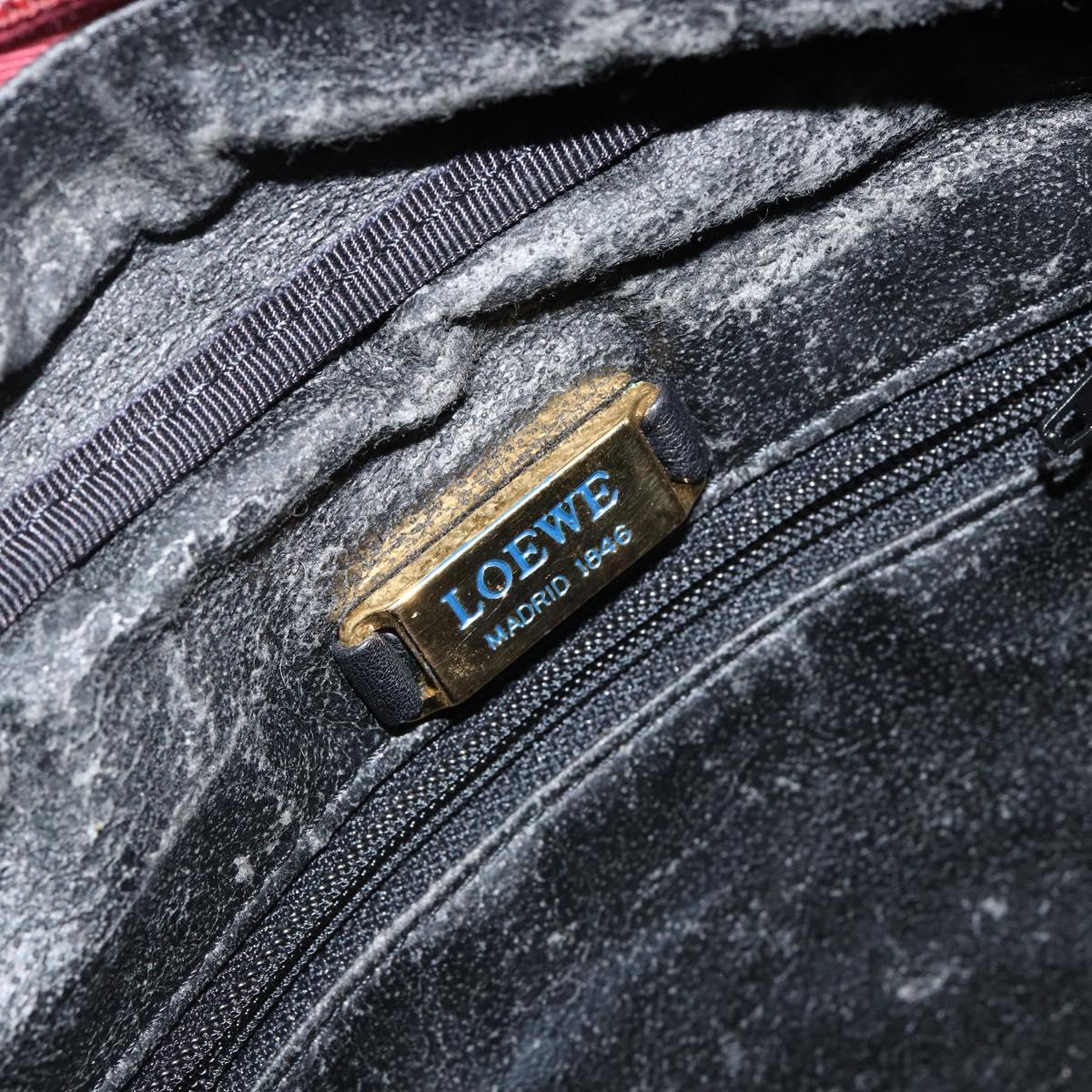 LOEWE Anagram Shoulder Bag Leather Bordeaux Auth 148431