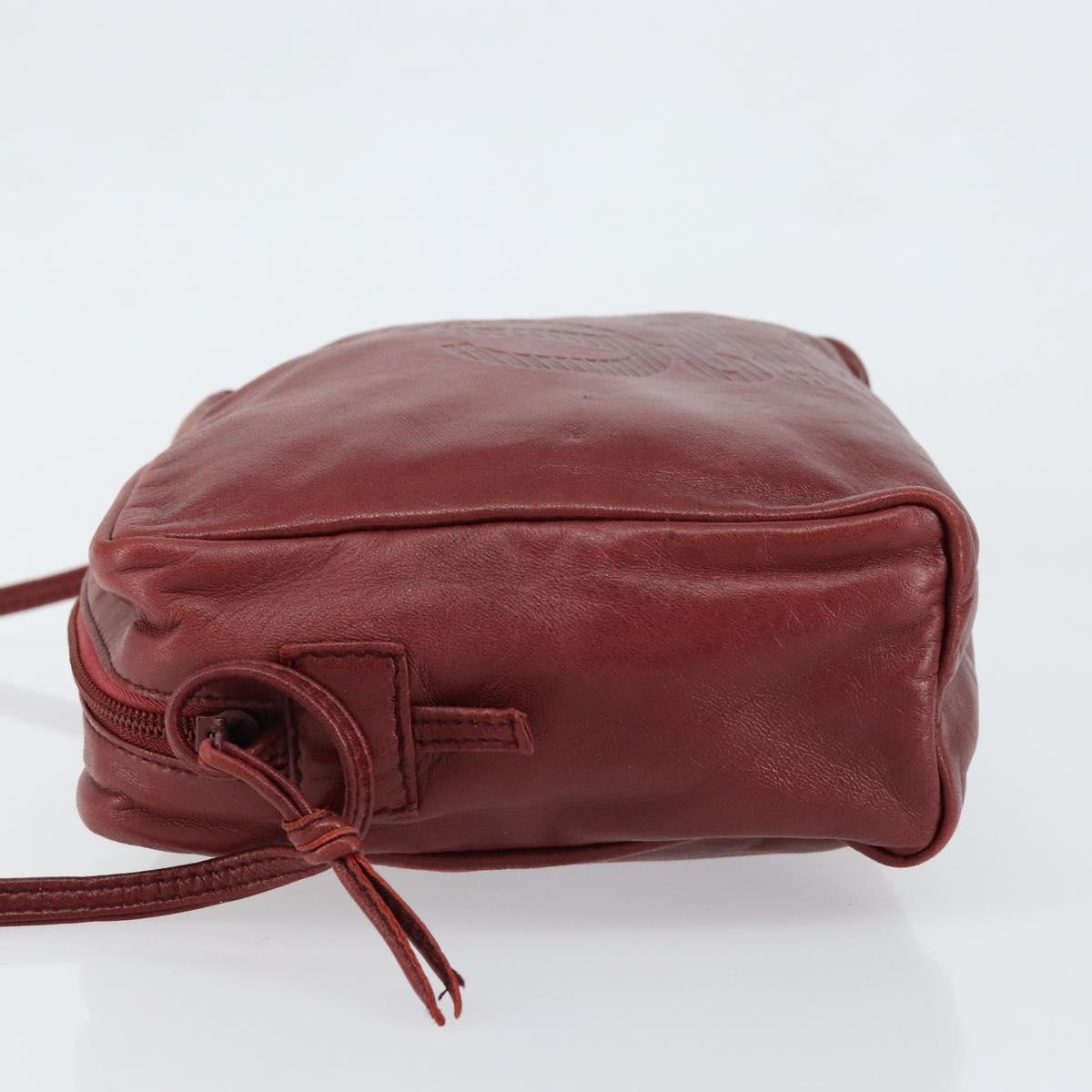 LOEWE Anagram Shoulder Bag Leather Bordeaux Auth 148431