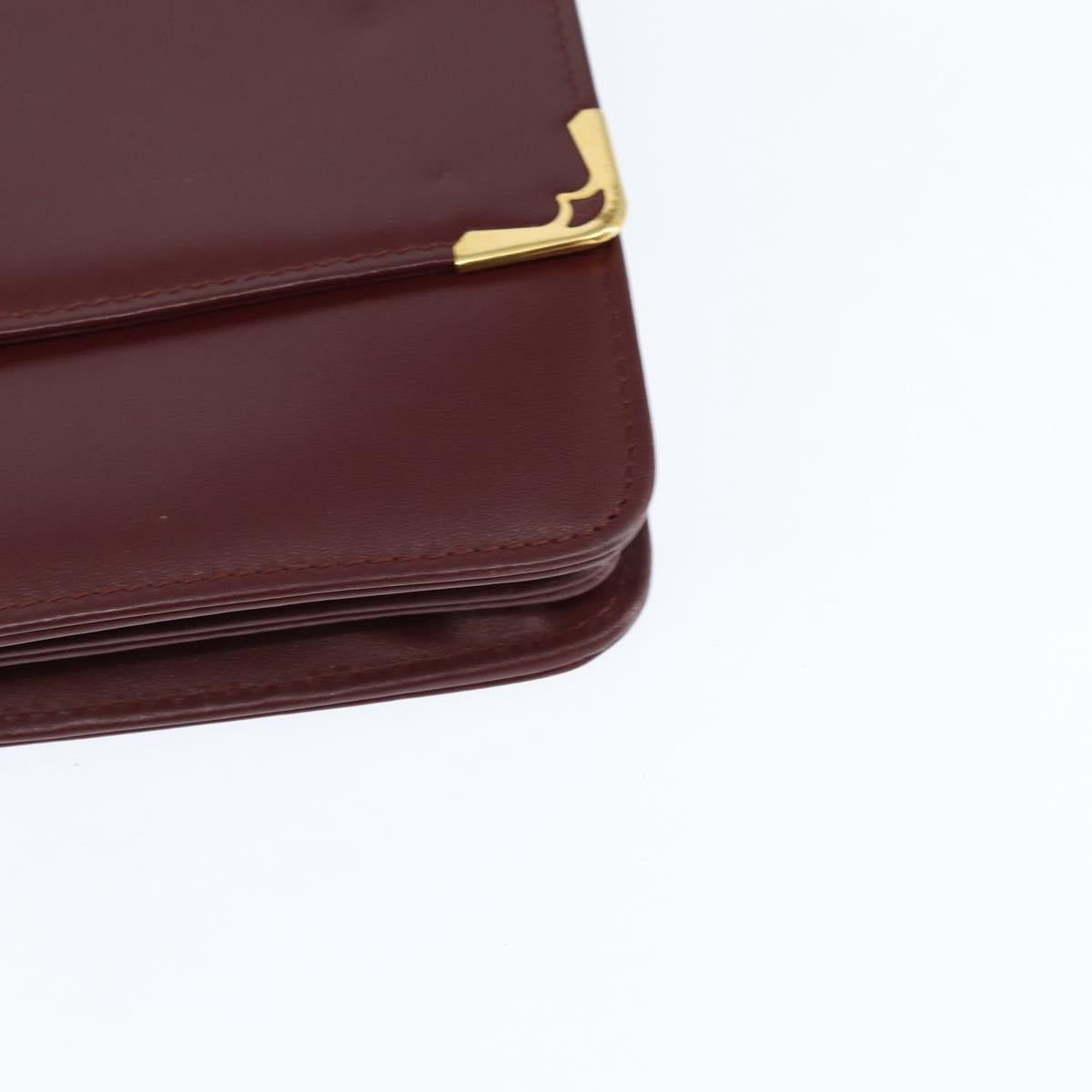 CARTIER Must Line Shoulder Bag Leather Bordeaux Gold Auth 148432