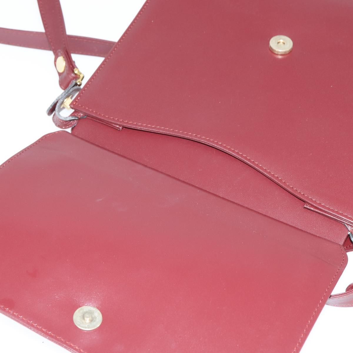 CARTIER Must Line Shoulder Bag Leather Bordeaux Gold Auth 148432